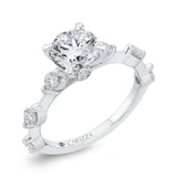Round Diamond Engagement Ring In 14K White Gold (Semi-Mount)