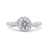 Round Cut Diamond 1/2 Run Floral Engagement Ring In 14K White Gold (Semi-Mount)