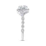 Round Cut Diamond 1/2 Run Floral Engagement Ring In 14K White Gold (Semi-Mount)