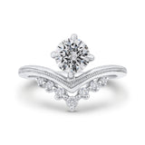 14K White Gold Round Cut Diamond Engagement Ring (Semi-Mount)