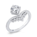 14K White Gold Round Cut Diamond Engagement Ring (Semi-Mount)