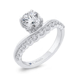 14K White Gold Round Cut Diamond Engagement Ring (Semi-Mount)