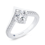 14K White Gold Round Cut Diamond Engagement Ring (Semi-Mount)