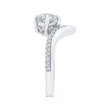 14K White Gold Round Cut Diamond Engagement Ring (Semi-Mount)