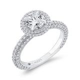 14K White Gold Round Diamond Halo Engagement Ring (Semi-Mount)