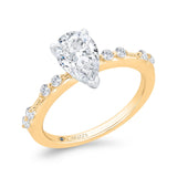 14K Two-Tone Gold Pear Cut Diamond Solitaire Plus Engagement Ring (Semi-Mount)