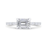 Emerald Diamond Engagement Ring In 14K White Gold (Semi-Mount)