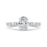Oval Diamond Engagement Ring In 14K White Gold (Semi-Mount)