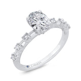 Oval Diamond Engagement Ring In 14K White Gold (Semi-Mount)