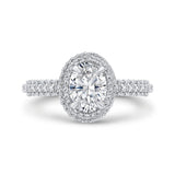 14K White Gold Oval Diamond Halo Engagement Ring (Semi-Mount)