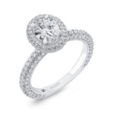 14K White Gold Oval Diamond Halo Engagement Ring (Semi-Mount)