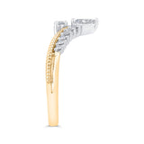14K Two Tone Gold Diamond Contour Band
