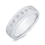 14K White Gold with Round Diamond Men's Band