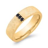 14K Yellow Gold with Round Black Diamond Men's Band
