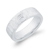 14K White Gold with Princess Diamond Men's Band