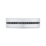 14K White Gold with Round Black Diamond Men's Band