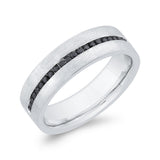 14K White Gold with Round Black Diamond Men's Band
