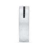 14K White Gold with Round Black Diamond Men's Band