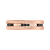 14K Rose Gold with Round Black Diamond Men's Band