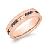 14K Rose Gold with Round Black Diamond Men's Band