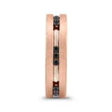 14K Rose Gold with Round Black Diamond Men's Band