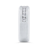 14K White Gold with Round Diamond Men's Band