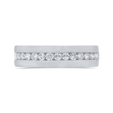 14K White Gold with Round Diamond Men's Band