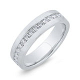 14K White Gold with Round Diamond Men's Band