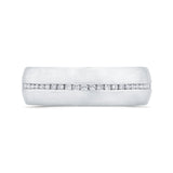 14K White Gold with Round Diamond Men's Band
