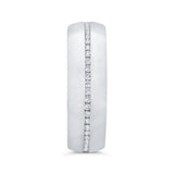 14K White Gold with Round Diamond Men's Band