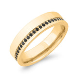 14K Yellow Gold with Round Black Diamond Men's Band