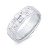 14K White Gold with Round Diamond Men's Band