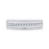 14K White Gold with Round Diamond Men's Band