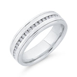 14K White Gold with Round Diamond Men's Band