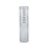 14K White Gold with Round Diamond Men's Band