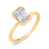 14K Yellow Gold Emerald Cut Diamond Solitaire Engagement Ring (Semi-Mount)