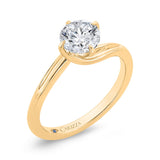 14K Yellow Gold Round Cut Diamond Solitaire Engagement Ring (Semi-Mount)