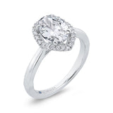14K White Gold Oval Cut Diamond Engagement Ring (Semi-Mount)
