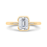 14K Yellow Gold Emerald Cut Diamond Engagement Ring (Semi-Mount)