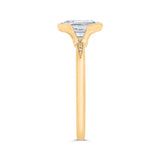 14K Yellow Gold Emerald Cut Diamond Engagement Ring (Semi-Mount)