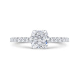 14K Two Tone Gold Cushion Cut Diamond Engagement Ring (Semi-Mount)