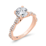 14K Rose Gold Round Cut Diamond Engagement Ring (Semi-Mount)