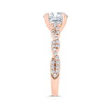 14K Rose Gold Round Cut Diamond Engagement Ring (Semi-Mount)