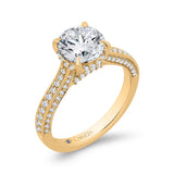 14K Yellow Gold Round Cut Diamond Engagement Ring (Semi-Mount)