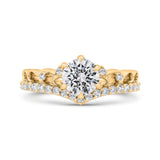 14K Yellow Gold Round Cut Diamond Engagement Ring (Semi-Mount)
