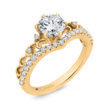 14K Yellow Gold Round Cut Diamond Engagement Ring (Semi-Mount)