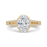 14K Yellow Gold Oval Cut Diamond Engagement Ring (Semi-Mount)