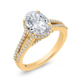 14K Yellow Gold Oval Cut Diamond Engagement Ring (Semi-Mount)