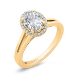 14K Yellow Gold Oval Cut Diamond Engagement Ring (Semi-Mount)