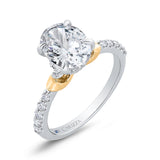 14K Two Tone Gold Oval Cut Diamond Engagement Ring (Semi-Mount)